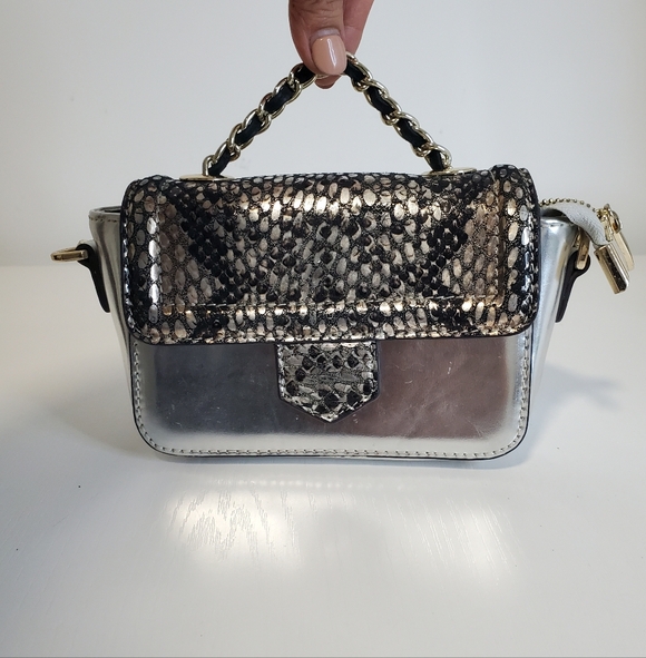 Handbags - Silver and Black Snakeskin Women's Bag